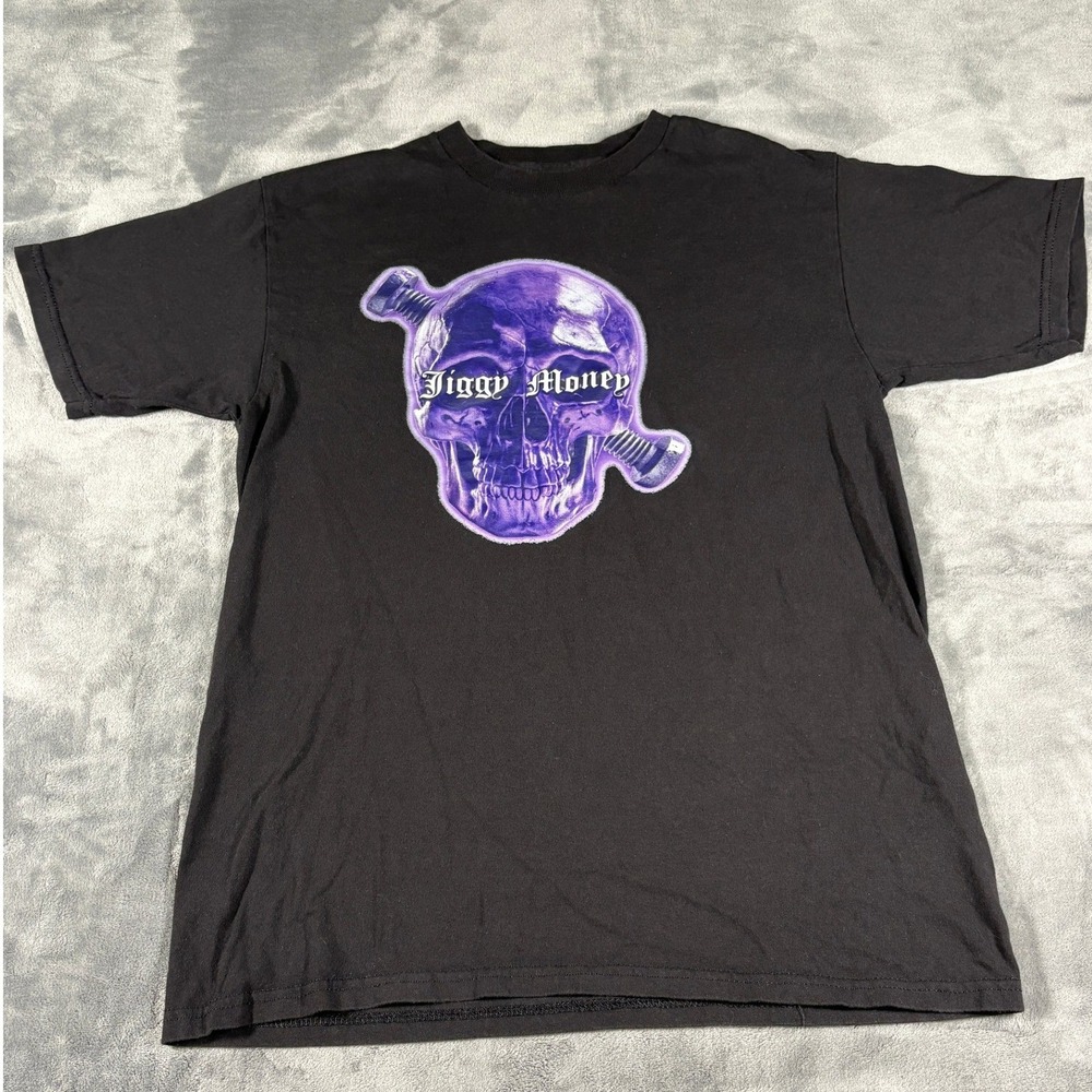 American Apparel Mens 1701 Graphic T Shirt M Black Purple Skull Midweight Cotton
